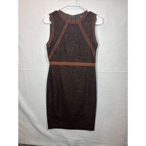 Magaschoni Collection Brown Textured Sleeveless Sheath Dress Size 6